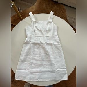 J Crew Square-neck A-Line Dress in stretch linen blend